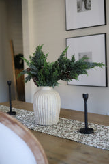 Amaryllis | White Block Print Table Runner