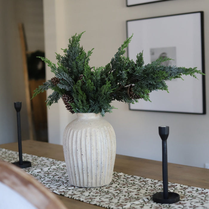 Amaryllis | White Block Print Table Runner