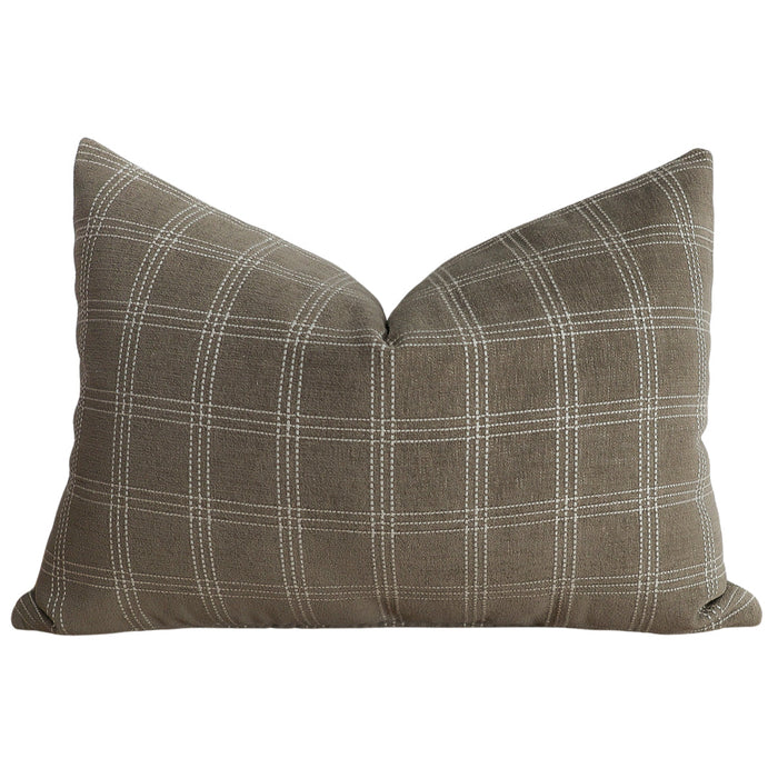 Tailored Check | Truffle Pillow Cover