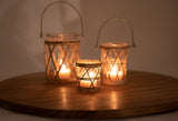 Bamboo & Glass Candle Holder Set of 2