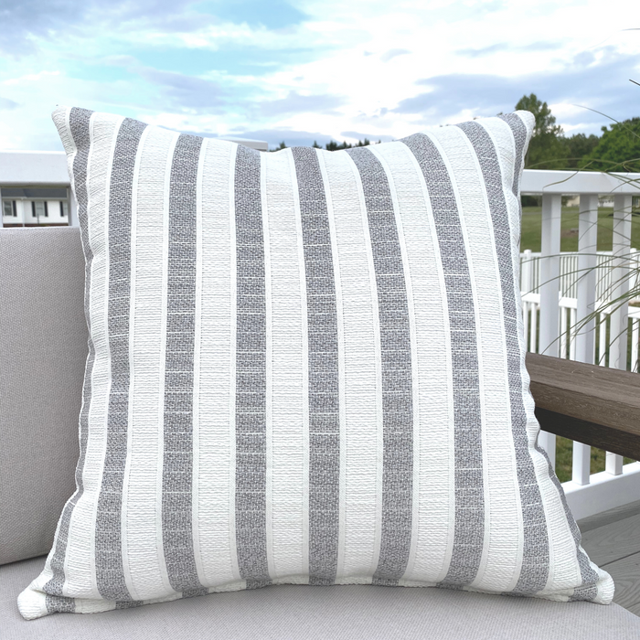 Woven Stripes | Gray Outdoor Pillow Cover