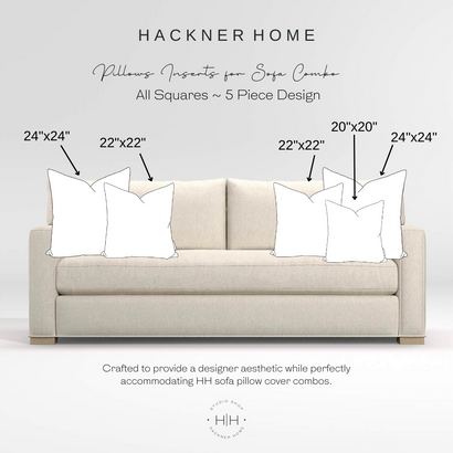 Sofa Pillow Insert Combo for All Squares ~ 5 Piece Design