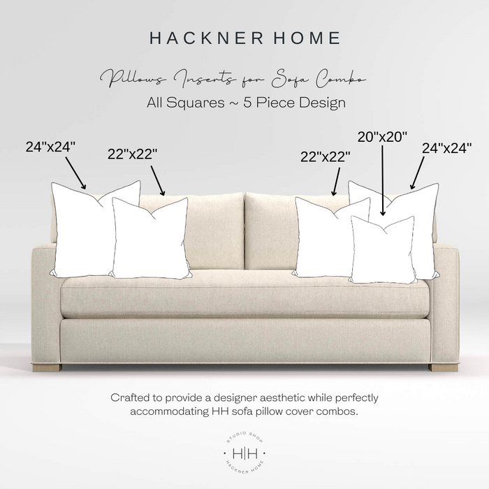 Sofa Pillow Insert Combo for All Squares ~ 5 Piece Design