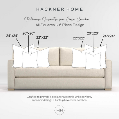 Sofa Pillow Insert Combo for All Squares ~ 6 Piece Design
