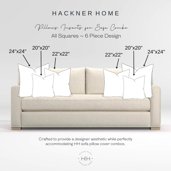 Sofa Pillow Insert Combo for All Squares ~ 6 Piece Design