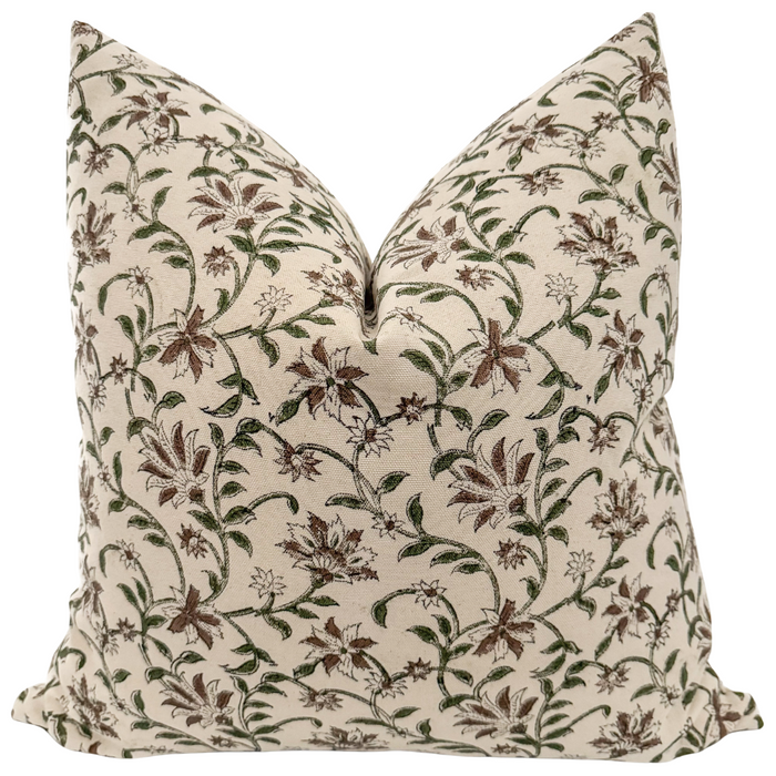 Amaryllis Block Print Pillow Cover