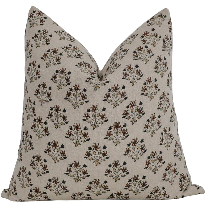 Auburn Floral Block Print Pillow Cover