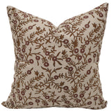 Autumn Vine Linen Block Print Pillow Cover