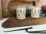 Bamboo & Glass Candle Holder Set of 2