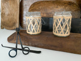 Bamboo & Glass Candle Holder Set of 2