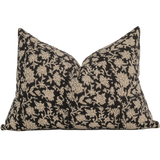 Black Floral Block Print Pillow Cover