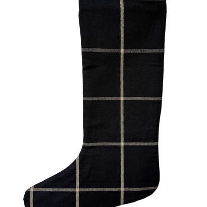 Black Plaid | Small Minimal Christmas Stocking