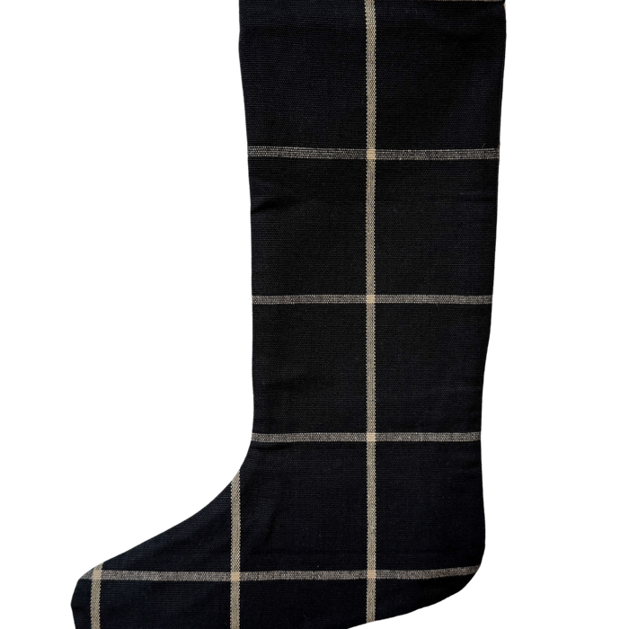 Black Plaid | Small Minimal Christmas Stocking