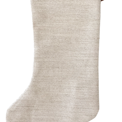 Basketweave Flax Linen | Boho Christmas Stocking