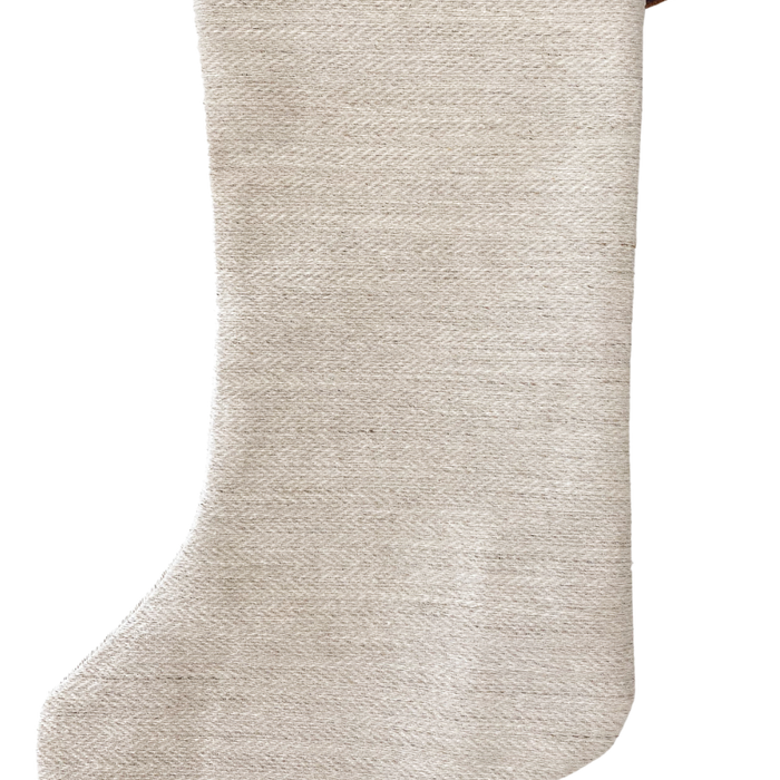 Basketweave Flax Linen | Boho Christmas Stocking
