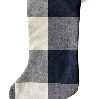 Large Check Christmas Stocking | Boho Design