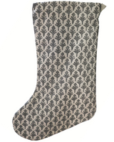Charcoal Leaf Linen | Boho Christmas Stocking