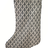 Charcoal Leaf Linen | Boho Christmas Stocking