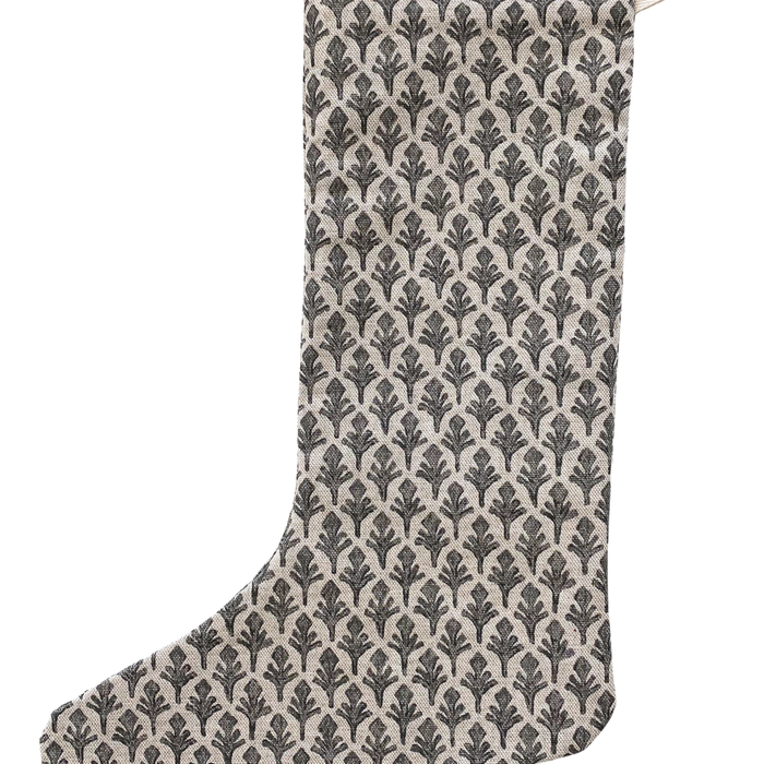 Charcoal Leaf | Small Minimal Christmas Stocking