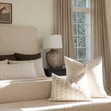Stitched Leaves Taupe Pillow Cover