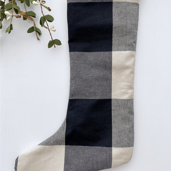 Large Check Christmas Stocking | Small Minimal Design