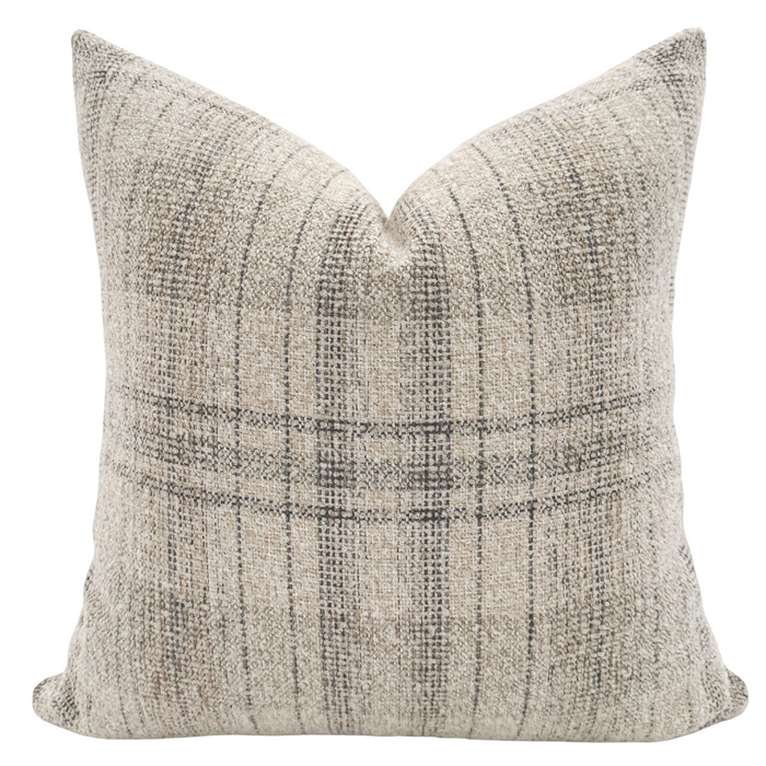 Calm Cream Plaid Pillow Cover