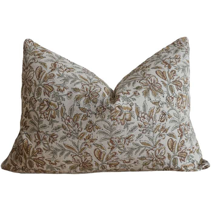 Fall Bloom | Sage Block Print Pillow Cover