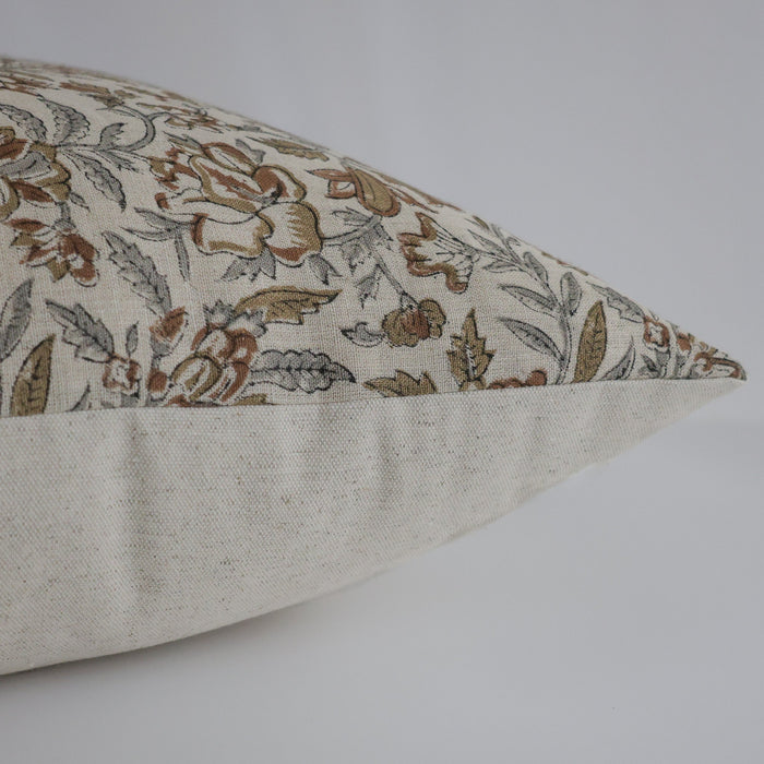 Fall Bloom | Gray Block Print Pillow Cover