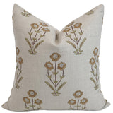 Golden Spring Botanical Block Print Pillow Cover