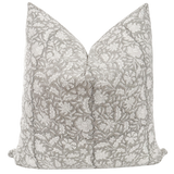 Spring Gray Flower Block Print Pillow Cover