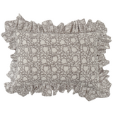 Greige Floral Ruffle Pillow Cover