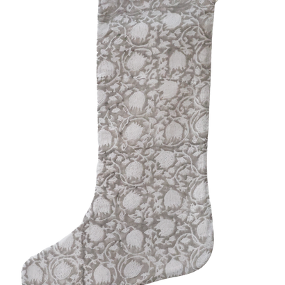 Greige Floral | Gray Small Minimal Style Stocking