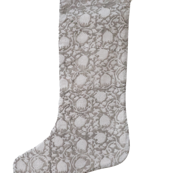Greige Floral | Gray Small Minimal Style Stocking