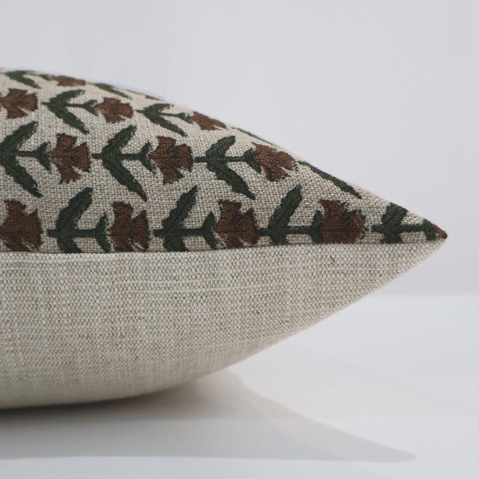 Holly Floral Block Print Pillow Cover