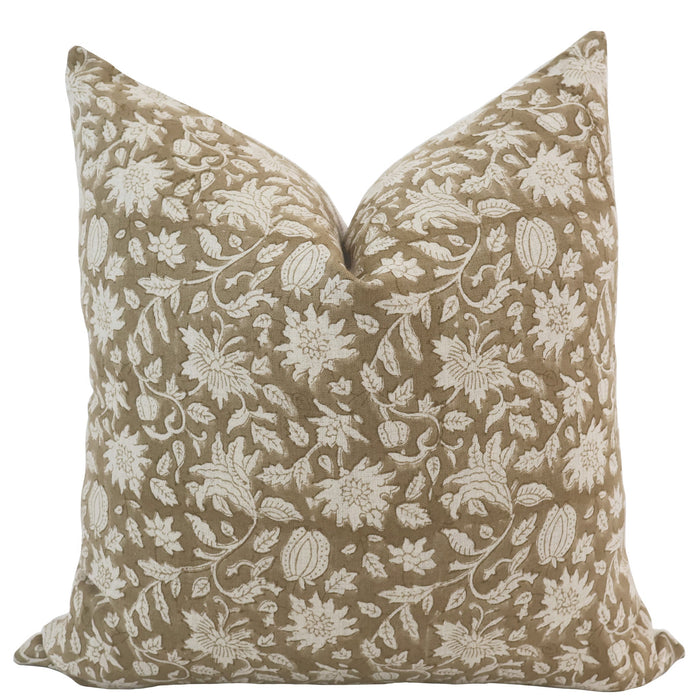 Fall Brown Block Print Pillow Cover 20"x20"