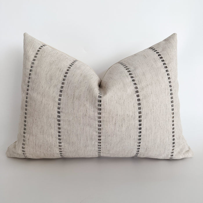 Embroidered Stripe | Gray Pillow Cover