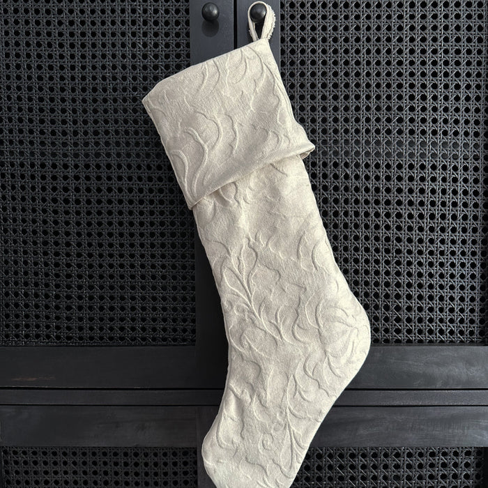 Embossed Neutral Holiday Stocking NLS.XV