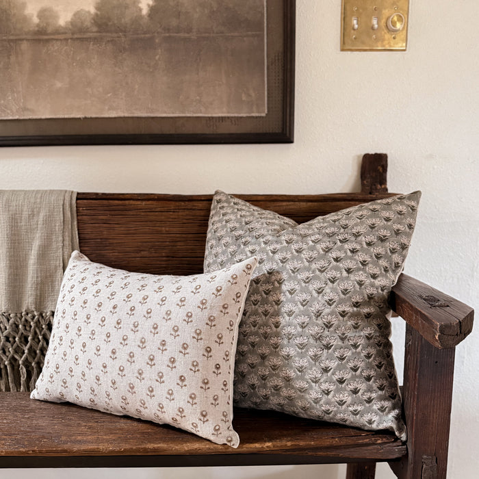 Acorn Blossom Block Print Pillow Cover