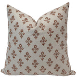 Russet Flower Block Print Pillow Cover
