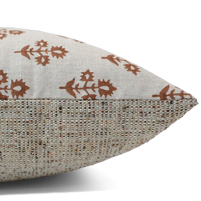 Russet Flower Block Print Pillow Cover