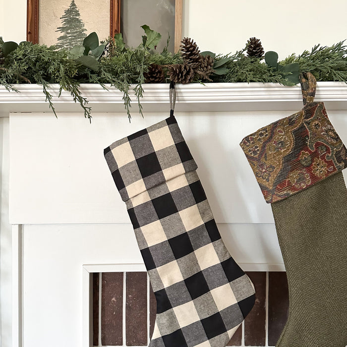 Check Cream & Black Holiday Stocking NLS.XXI