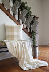 Charcoal Leaf Linen | Boho Christmas Stocking
