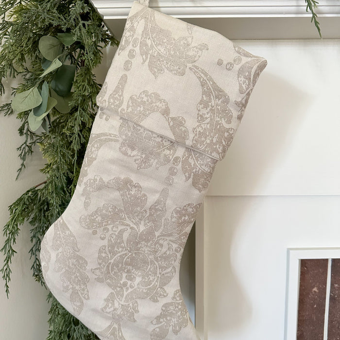 Damask Neutral Holiday Stocking NLS.XX111