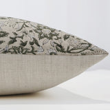 Yule Green Floral Block Print Pillow Cover