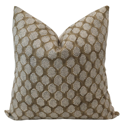 Spanish Chocolate Block Print Pillow Cover
