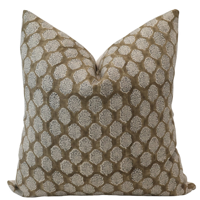 Spanish Chocolate Block Print Pillow Cover