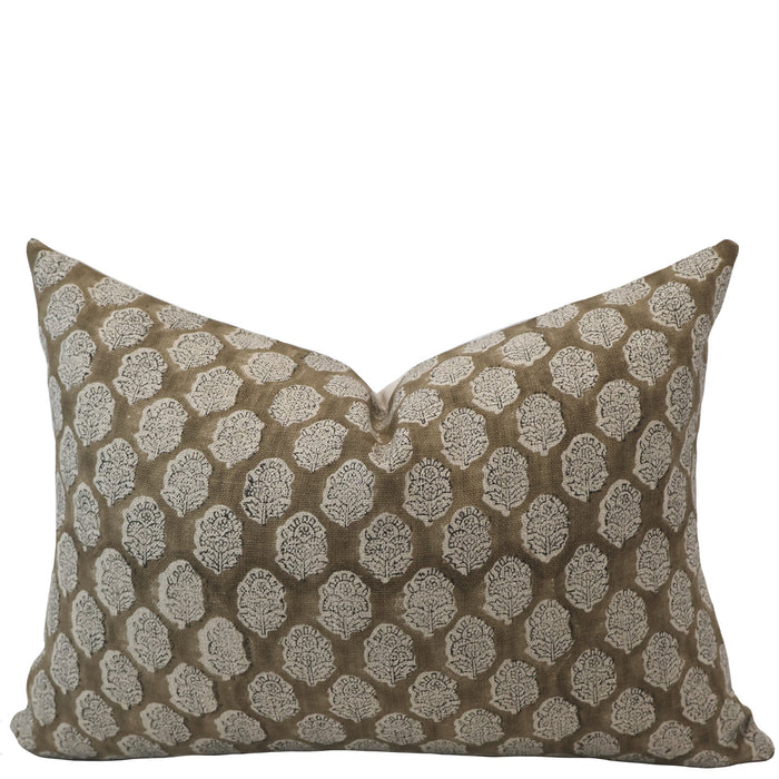 Spanish Chocolate Block Print Pillow Cover