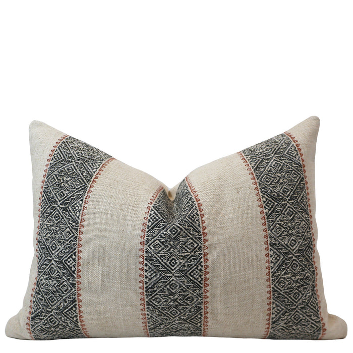 Boho Stripes Charcoal Pillow Cover