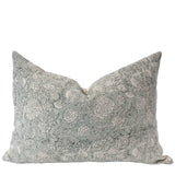 French Blue Floral Block Print Pillow Cover