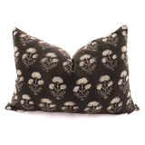 Black Taupe Floral | Block Print Pillow Cover